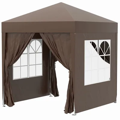 Produktbild von Faltpavillon 2x2m mit 4 Seitenwänden und Fenstern, UV-Schutz, Gartenzelt inkl. Tragetasche, stabiler Stahl Oxford, Weiß