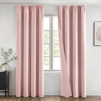 Productafbeelding van Verduisterende gordijnen met volant, lichtroze, set van 2, 140x245 cm