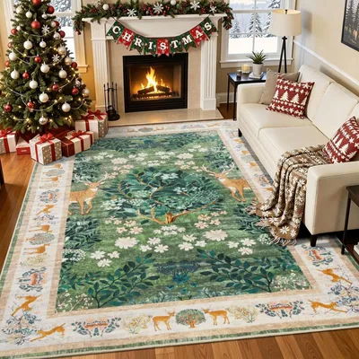 Vintage Boho-Teppich 160x230 cm, maschinenwaschbar, rutschfest, Kurzflor