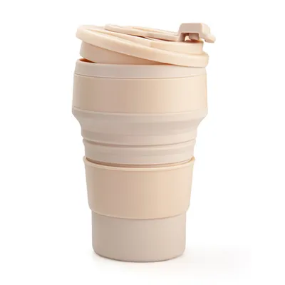 Produktbild von Zusammenklappbare Kaffeetasse für Reisen Silikon Faltbarer Becher mit Deckel Langlebige wiederverwendbare tragbare Flasche für Camping(Pink)