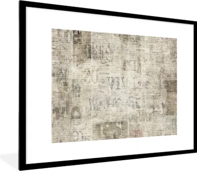 Produktbild von MuchoWow® MuchoWow® Gerahmtes Poster Zeitung - Vintage - Papier 80x60 cm - Poster mit zchwarzem Bilderrahmen - Schlafzimmer-Dekorationen - Fotoposter