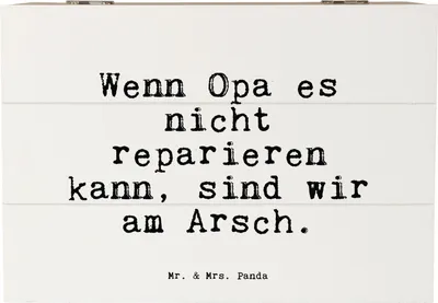 Produktbild von Mr. & Mrs. Panda Geschenkbox Wenn Opa es nicht... 22 x 15 cm - Weiß - Geschenk, Opi, bester, Kiste, Papa, Schatzkiste, Sprüche, Box, mit Deckel, schmuckbox