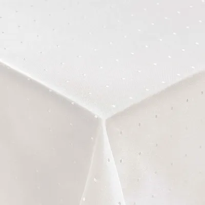 Produktbild von DecoHomeTextil Punkte Muster Optik Tischdecke Damast Tafeldecke Pflegeleicht Weiß Eckig 135 x 180 cm