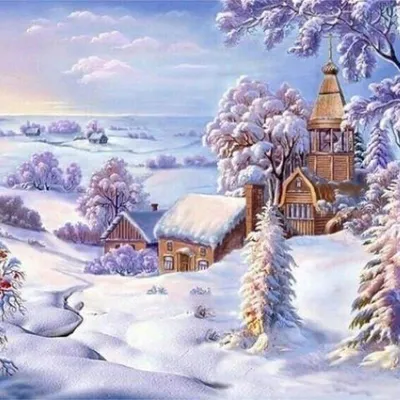 Immagine prodotto di Dipinto per numeri, chiesa nella neve, 50x40 cm, con cornice, creativo