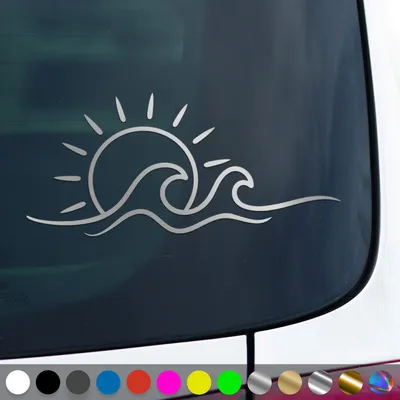 Produktbild von PantherPixel Strand Meer Aufkleber Sonnenschein Camping Sonne Sticker Auto Geschenkidee Farbe Silber