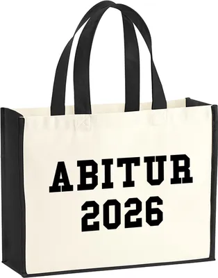 Produktbild von Huuraa Jutetasche Abitur 2026 ABI 21 Liter Black Jute und Baumwolle Einkaufstasche Geschenkidee