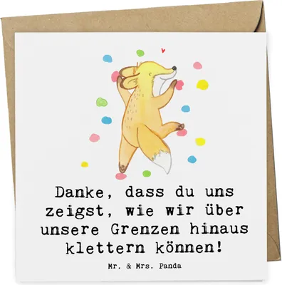 Produktbild von Mr. & Mrs. Panda Grußkarte Klettern Trainerin Dankeschön - Weiß - Geschenk, Techniken, Klappkarte, faltkarte, Danksagung, Glückwunschkarte, Inspiration, Inspiration.