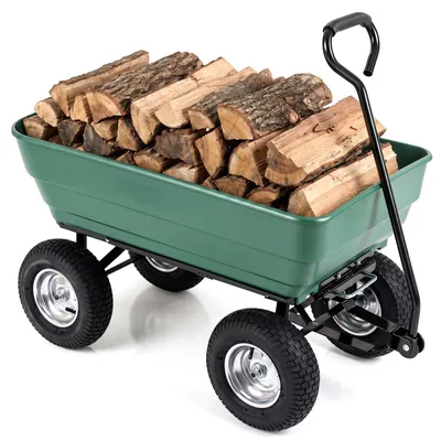 Obrázok produktu pre Záhradný vozík COSTWAY s funkciou sklápania do 410 kg, nosnosť 125 l, ručný vozík s nastaviteľnou rukoväťou a tlmiacimi pneumatikami, transportný vozík