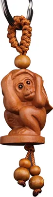 Produktbild von Chinesisches Sternzeichen, geschnitzter Holzanhänger, Schlüsselanhänger, Schlüsselanhänger, Tasche, Hängedekoration, Geschenk-Affe