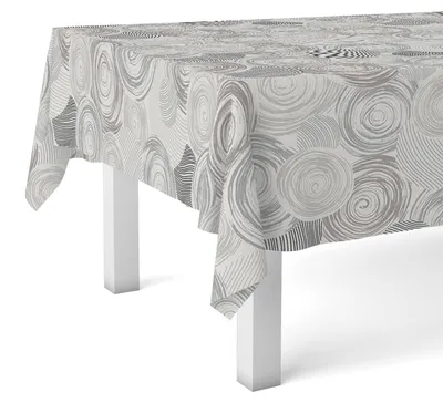 Tischdecke Wachstuch rund grau 260x140 cm