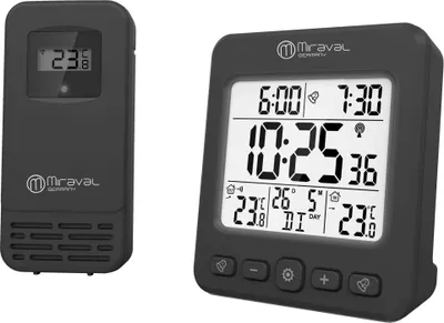 Produktbild von Miraval LCD Funk-Wetterstation mit Außensensor Wecker Funkuhr Kalender Datum 2 Alarme - 4-MV5832-2