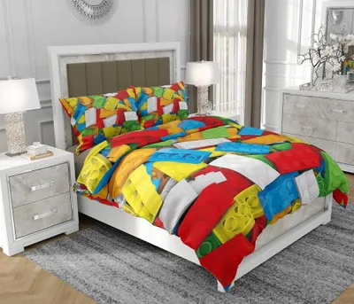 Produktbild von Bettwäsche 140x200 cm + 2x70x80 cm, 3-teilig, 100% Baumwolle, Satin, Reißverschluss, Bunt - SOVIO | So.0129