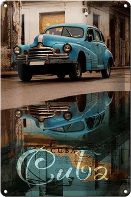 Produktbild von Blechschild Spruch 20x30cm Cuba Auto blau Oldtimer