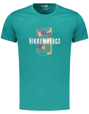 Produktbild von Grünes Herren T-Shirt mit Allover-Logo und Rundhals - Kurzarmshirt