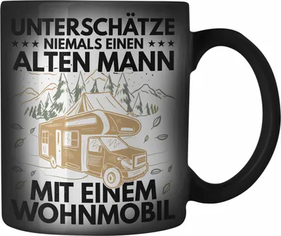 Produktbild von Trendation - Unterschätze Niemals Einen Alten Mannin Einem Wohnmobil Farbwechsel Zauber-Tasse Geschenk Camper Wohnmobilfahrer Geschenkidee Lustig (Schwarz)