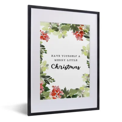 Produktbild von MuchoWow® Gerahmtes Poster Weihnachten - Zitat - Aquarell 30x40 cm - Poster mit Schwarzem Bilderrahmen Wandposter Rahmen Foto Bilder - Wandposter Schlafzimmer