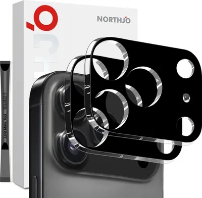 Produktbild von iPhone 17 Pro Kamera Objektivschutz - NORTHJO 9H Panzerglas Doppelpack - Schwarz