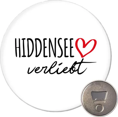 Produktbild von Huuraa Magnet Hiddensee verliebt 59mm Kühlschrankmagnet rund Flaschenöffner Geschenkidee