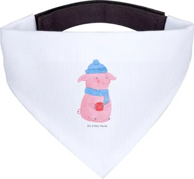 Produktbild von Mr. & Mrs. Panda Halstuch Hund Schwein Glühwein - Weiß - Geschenk, Für Hunde, Weihnachtsmarkt, Glühschwein, Tuch, Bandana, Weihnachten, Punsch