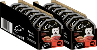 Produktbild von Cesar® Hunde-Nassfutter mit saftigem Rind & Leber 14x 150,0 g