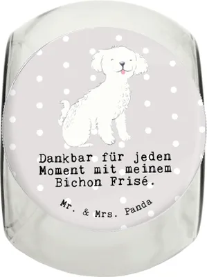 Produktbild von Mr. & Mrs. Panda Dose Bichon Frisé Moment XL 2000ml - Grau Pastell - Geschenk, Aufbewahrungsdose, Bonbonglas, Vorratsglas, Keksdose, glasbehälter