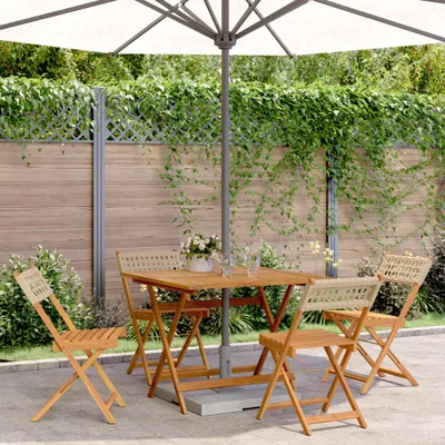 Produktbild von Maison Exclusive - 5-tlg. Garten-Essgruppe Beige Poly Rattan und Massivholz
