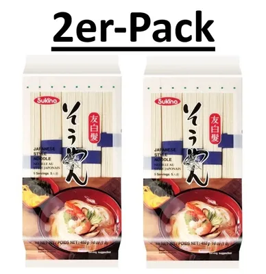Produktbild von 2er-Pack Sukina getrocknete Nudeln Japanischer Art | Tomoshiraga Somen Nudeln 453g