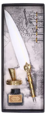 Produktbild von Federstift, fließendes, komfortables Schreiben, Vintage-Eleganz, exquisite Verarbeitung, Federkiel für Geschenke, Kalligraphie, Weiß