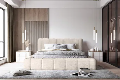 Produktbild von Polsterbett Doppelbett HAILEY 180x200cm Komplettset in Stoff Sometimes Creme