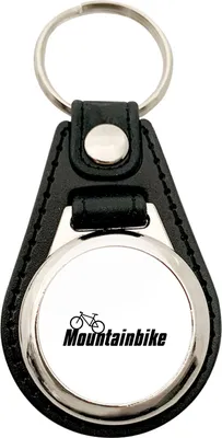 Produktbild von Huuraa Schlüsselanhänger Mountain Bike Fahrrad Metall mit Kunstleder Schlüsselring Einkaufswagenchip Geschenkidee