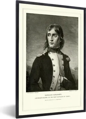 Produktbild von MuchoWow® Gerahmtes Poster Antike Illustration von Napoleon Bonaparte 60x80 cm - Poster mit Schwarzem Bilderrahmen Wandposter Rahmen Foto Bilder - Premium - Wanddeko Wohnzimmer