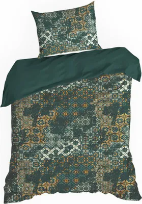 Immagine prodotto di EUROFIRANY | Set letto - Set copripiumino - 140 x 200 cm - Verde oro - Mosaico - Biancheria da letto - 100% cotone