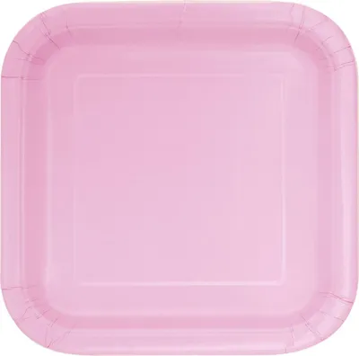 Produktbild von 14 Pappteller quadratisch hellrosa groß 22 cm - Einheitsgröße
