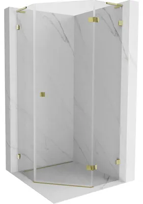 Obrázek produktu pro Mexen Lunar L Pětiúhelníkový sprchový kout, otočný, pravý, 100 x 100 cm, transparentní, zlatý - 831L-100P-100L-50-00-P