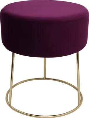 Produktbild von Echtwerk runder Sitzhocker Marilyn, Polsterhocker aus Samtstoff, Schminkhocker mit Metallbeinen in gold, Hocker geeignet für Schlaf- und Wohnzimmer, Fußhocker bis 150 kg belastbar, beere