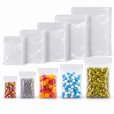Produktbild von 500x Zip Druckverschlussbeutel verschließbar Plastikbeutel transparent, 5 verschiedene Größen