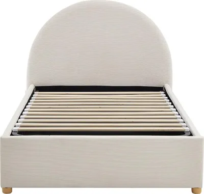 Produktbild von Bett mit Bettkasten - 90 x 190 cm - Cord-Samt - Beige - LIRIMO