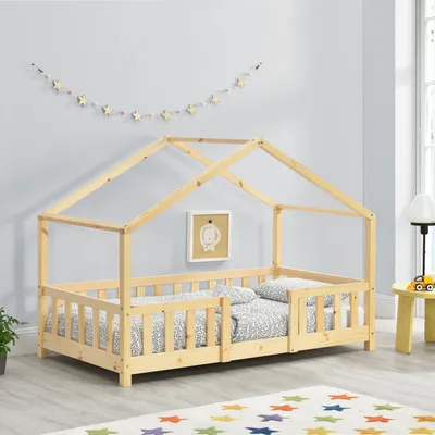 Produktbild von Dětská postýlka 'Treviolo' v domácím vzhledu s ochranou proti vypadávání borovicového dřeva 80 x 160 cm barvy dřeva