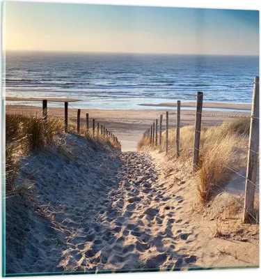 Produktbild von Bilder auf glas - Meer Strand Düne - 70x70cm - Glasbilder - Wandbilder - Kunstdruck - zum Aufhängen bereit - Wanddekoration aus Glas - Glas Bilder - Wandbild auf Glas - Einteilig - GAC70x70-3612