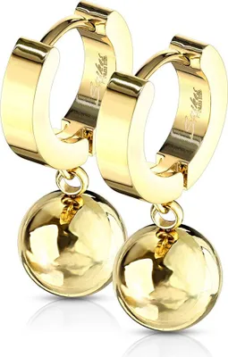 Produktbild von Klappcreolen Creolen Kugel Anhänger Herren Damen Edelstahl Autiga® gold
