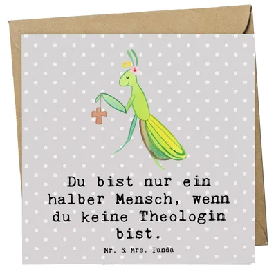 Produktbild von Mr. & Mrs. Panda Grußkarte Theologin Herz - Grau Pastell - Geschenk, Klappkarte, faltkarte, anlasskarte, Glückwunschkarte, doppelkarte