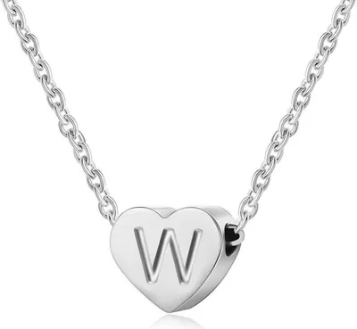 Produktbild von Silber Damen Halskette mit Buchstabenherz Anhänger Initialschmuck