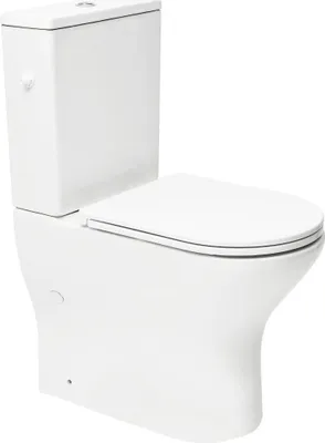 Produktbild von SAT Brevis spülrandlos Stand-WC Kombi-WC mit erhöhter Sitzfläche 48 cm Senioren Toilette mit Softclose WC-Sitz, weiß