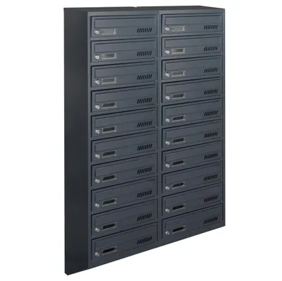 Productafbeelding van Brievenbus voor appartementen met 20 compartimenten GDS, antraciet RAL 7016, diepte 20 cm, wandmontage.