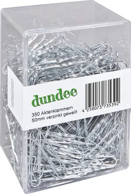 Produktbild von dundee Aktenklammern silber glanzverzinkt, 350 St.