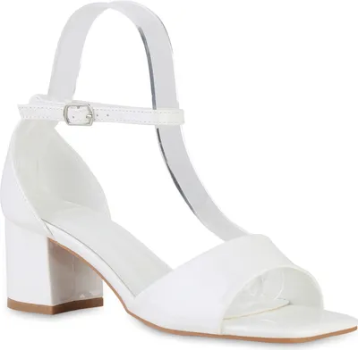 Produktbild von VAN HILL Damen Klassische Sandaletten Blockabsatz Abend-Schuhe 840342, Farbe: Weiß, Größe: 37