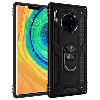 Obrázek produktu pro Huawei Mate 30 Pro Pouzdro s Kroužkem, Dvouvrstvé Tvrdé PC TPU, Nárazuvzdorné Pouzdro s Stojánku pro Huawei Mate 30 Pro černé