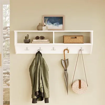 Produktbild von LUNOR Wandgarderobe Vigo mit Hutablage und 5 Doppelhaken, 115 cm, Weiß
