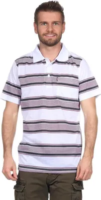 Produktbild von Herren Poloshirt Sommer Polo-Hemd Kurzarm gestreift, Weiß M