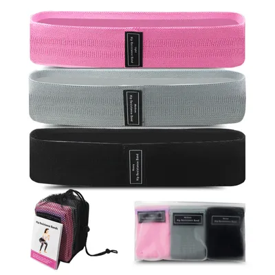 Imagen del producto de Fortalezca su cuerpo: Bandas de resistencia de alta calidad para sentadillas, en color rosa, gris y